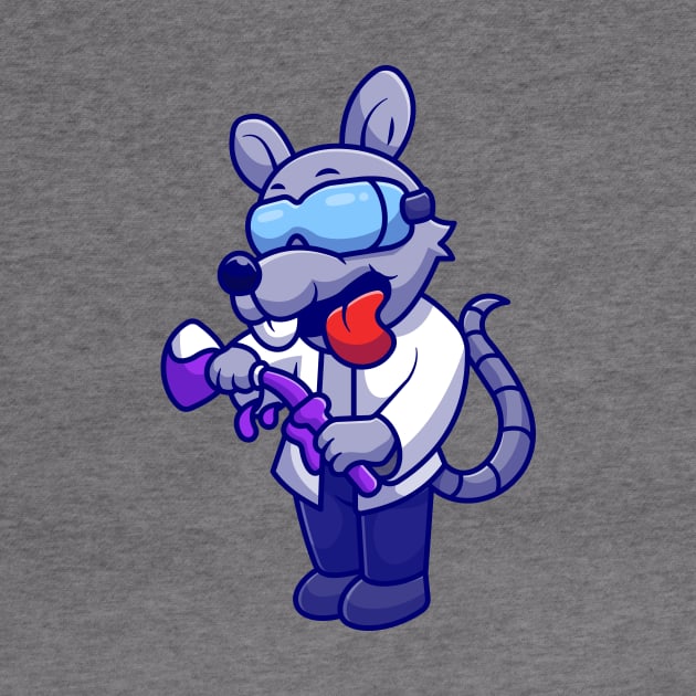 Rat Scientist Holding Tube Laboratory Cartoon by Catalyst Labs